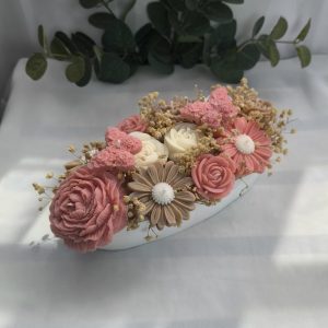 Arreglo floral tazón largo pastel