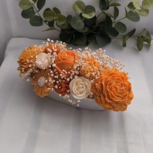 Arreglo floral tazón largo variadas naranja