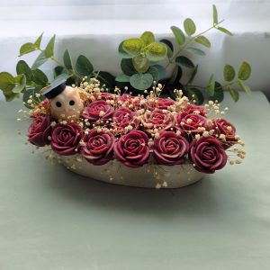 Arreglo floral tazón largo rosas graduación