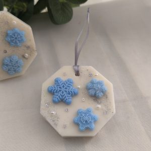 Colgante wax sachet ambientador copos nieve azul