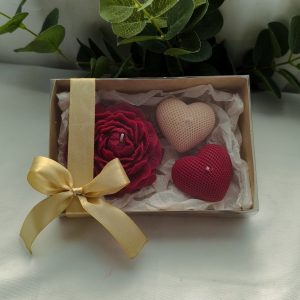 Kit Peonía Grande y corazones | Caja acetato
