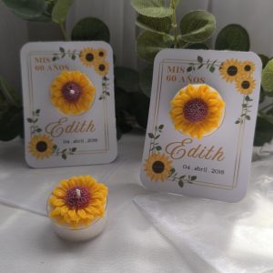 Vasito plástico girasol | Tarjeta y Bolsa Tul